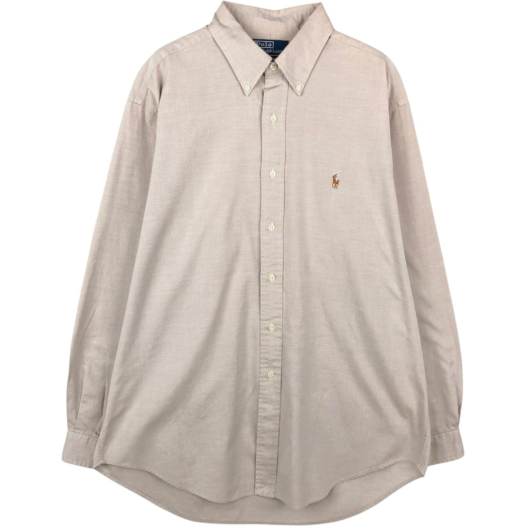 Ralph Lauren POLO by Ralph Lauren YARMOUTH long sleeve button down shirt, men's size L cotton gray type Vintage Second Hand