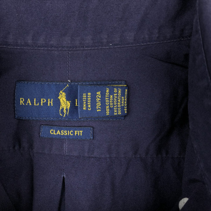 Ralph Lauren CLASSIC FIT Long-Sleeve Button-Down Shirt, Men's Size S (approx.) cotton navy blue type Vintage Second Hand