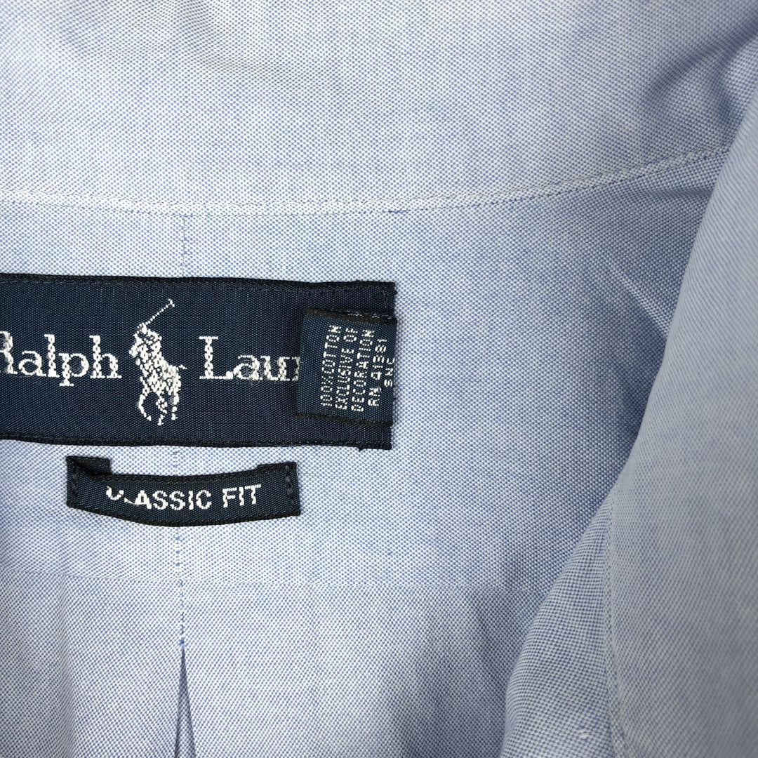 Ralph Lauren Classic Fit Long Sleeve Button Down Shirt Men's XL cotton Blue type light blue Vintage Second Hand
