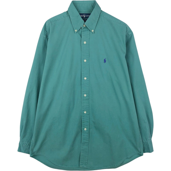 Ralph Lauren BLAKE long sleeve button down shirt, men's size M cotton green type Vintage Second Hand