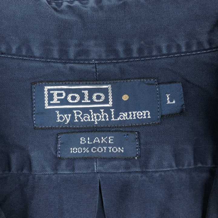 Ralph Lauren POLO by Ralph Lauren BLAKE long-sleeved button-down shirt, men's size L cotton navy blue type Vintage Second Hand