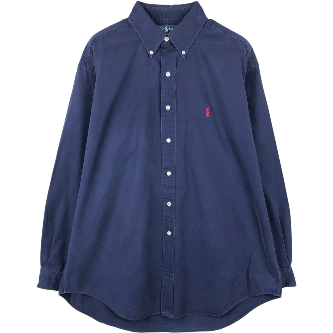 Ralph Lauren BLAKE long sleeve button down shirt, men's size L cotton navy blue type Vintage Second Hand