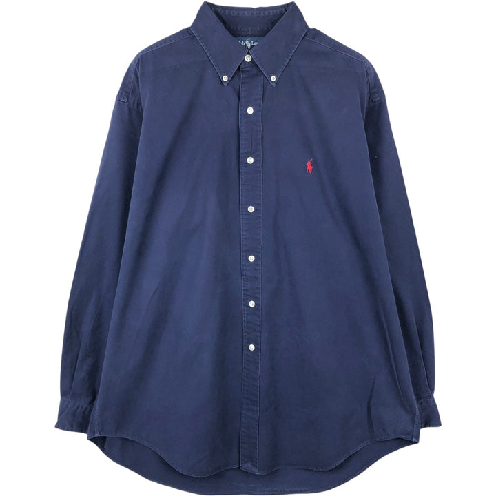Ralph Lauren BLAKE long sleeve button down shirt, men's size L cotton navy blue type Vintage Second Hand