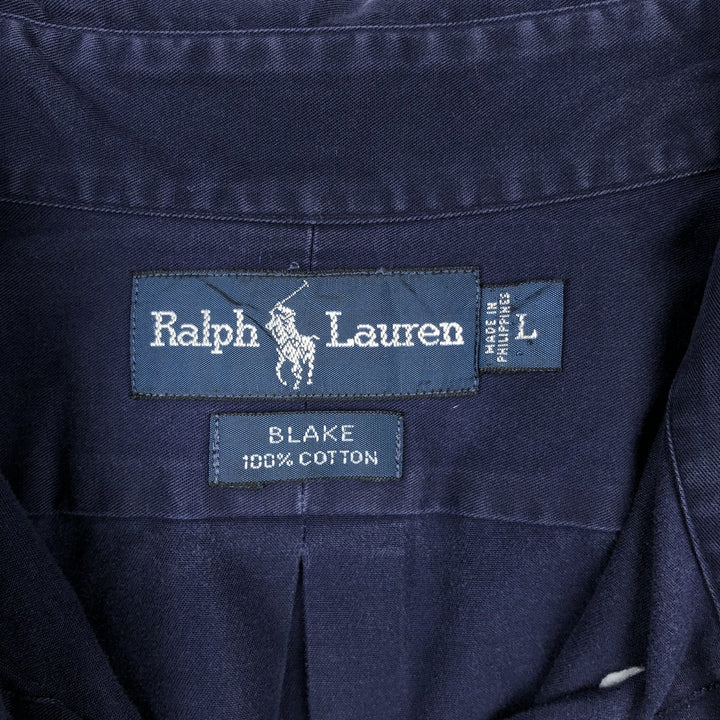 Ralph Lauren BLAKE long sleeve button down shirt, men's size L cotton navy blue type Vintage Second Hand