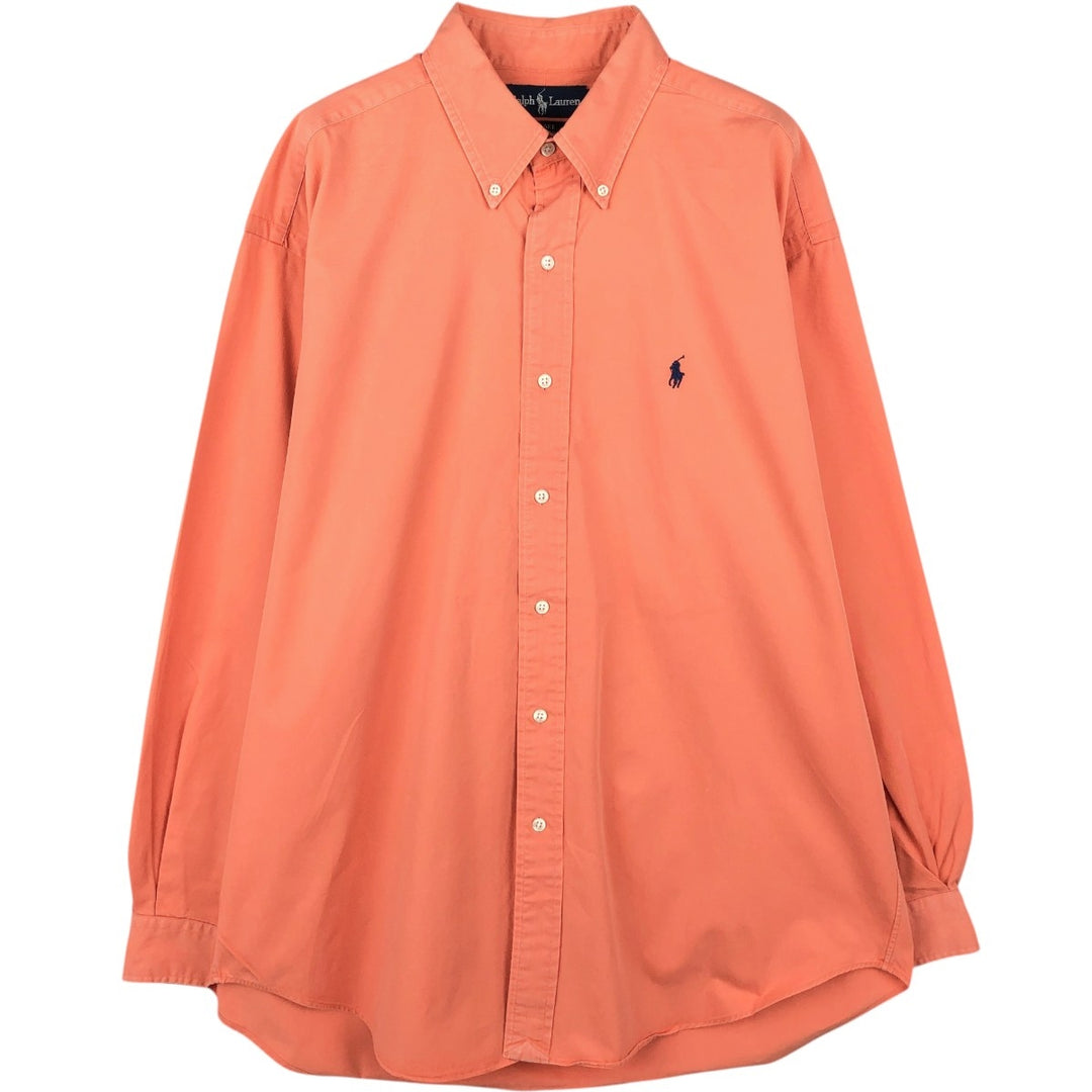 Ralph Lauren BLAKE long sleeve button down shirt, men's size L cotton orange type Vintage Second Hand