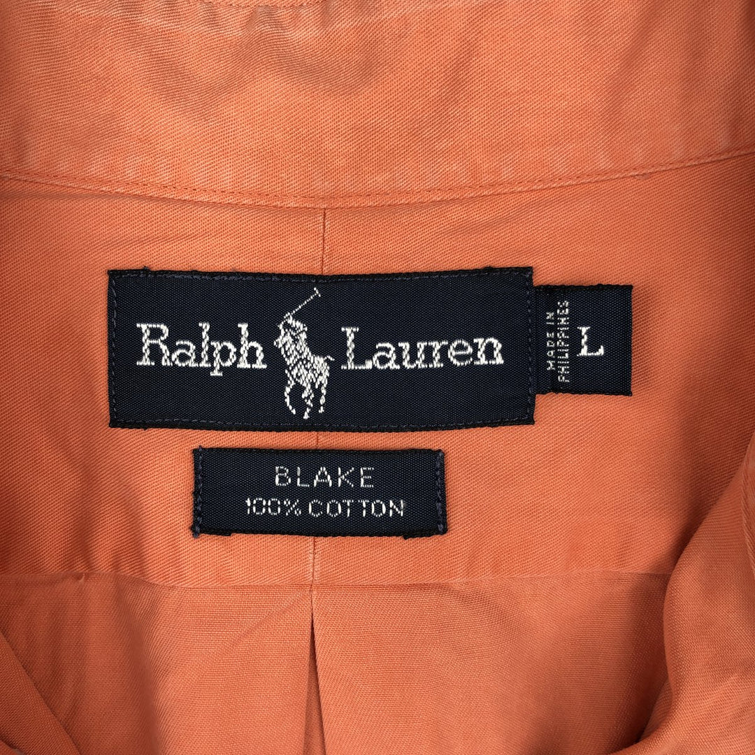 Ralph Lauren BLAKE long sleeve button down shirt, men's size L cotton orange type Vintage Second Hand