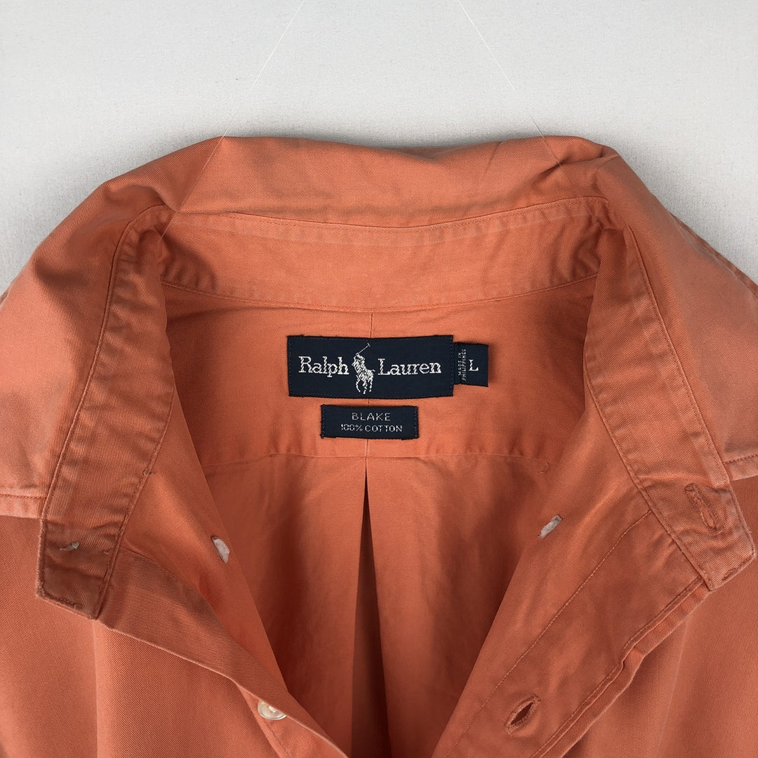 Ralph Lauren BLAKE long sleeve button down shirt, men's size L cotton orange type Vintage Second Hand