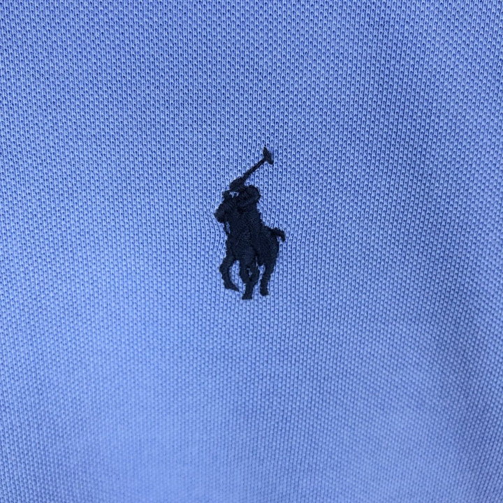 Ralph Lauren pique knit long-sleeved button-down shirt, men's size XL (approx.) cotton Blue type light blue Vintage Second Hand