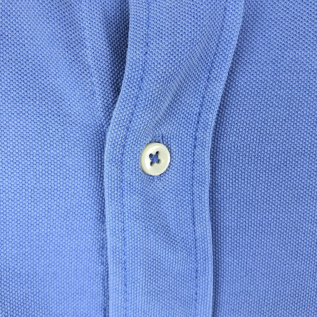 Ralph Lauren pique knit long-sleeved button-down shirt, men's size XL (approx.) cotton Blue type light blue Vintage Second Hand
