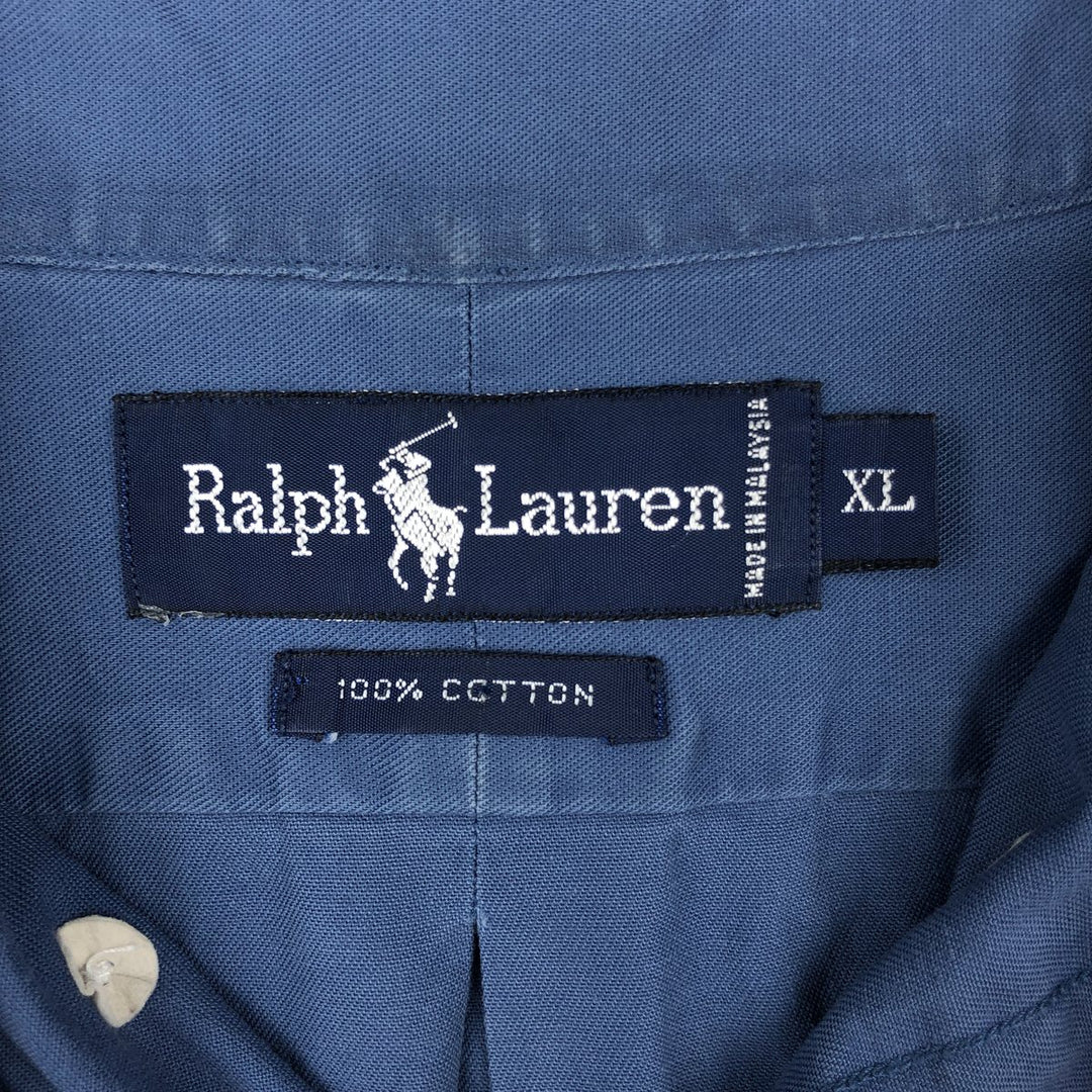 Ralph Lauren long sleeve button down shirt, men's XL size cotton blue type Vintage Second Hand
