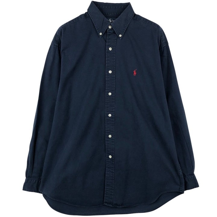 Ralph Lauren BLAIRE long sleeve button down shirt, men's size L cotton navy blue type Vintage Second Hand
