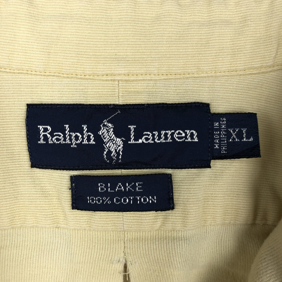Ralph Lauren BLAKE long sleeve button down shirt, men's XL size cotton yellow type Vintage Second Hand