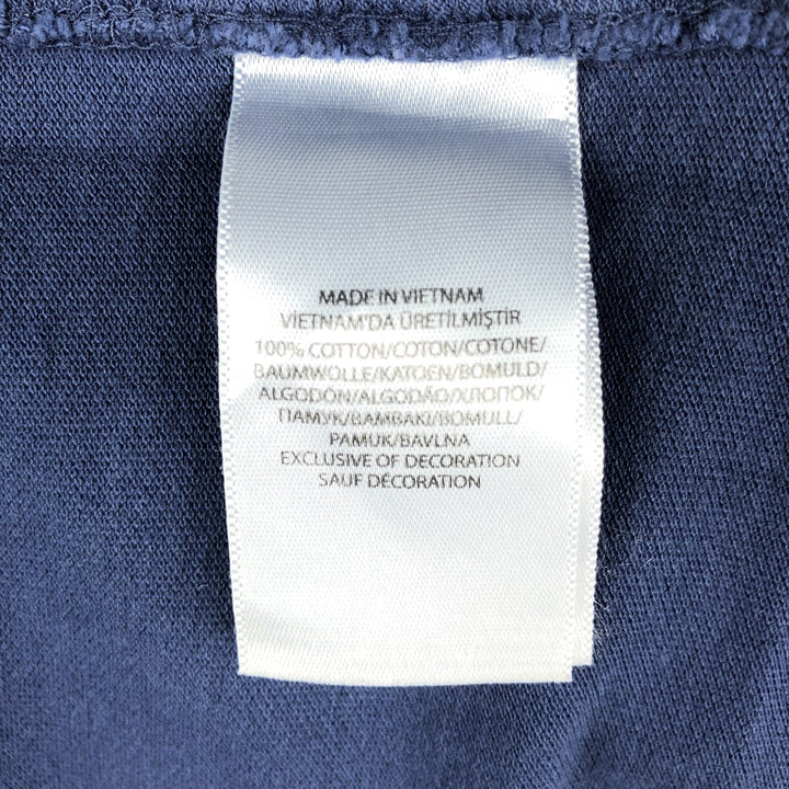 Ralph Lauren pique knit long-sleeved button-down shirt, men's size S (approx.) cotton navy blue type Vintage Second Hand
