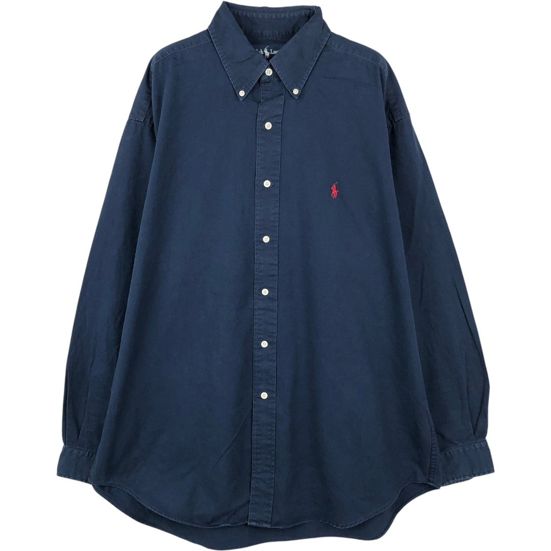 Ralph Lauren BLAKE long sleeve button down shirt, men's size L cotton navy blue type Vintage Second Hand