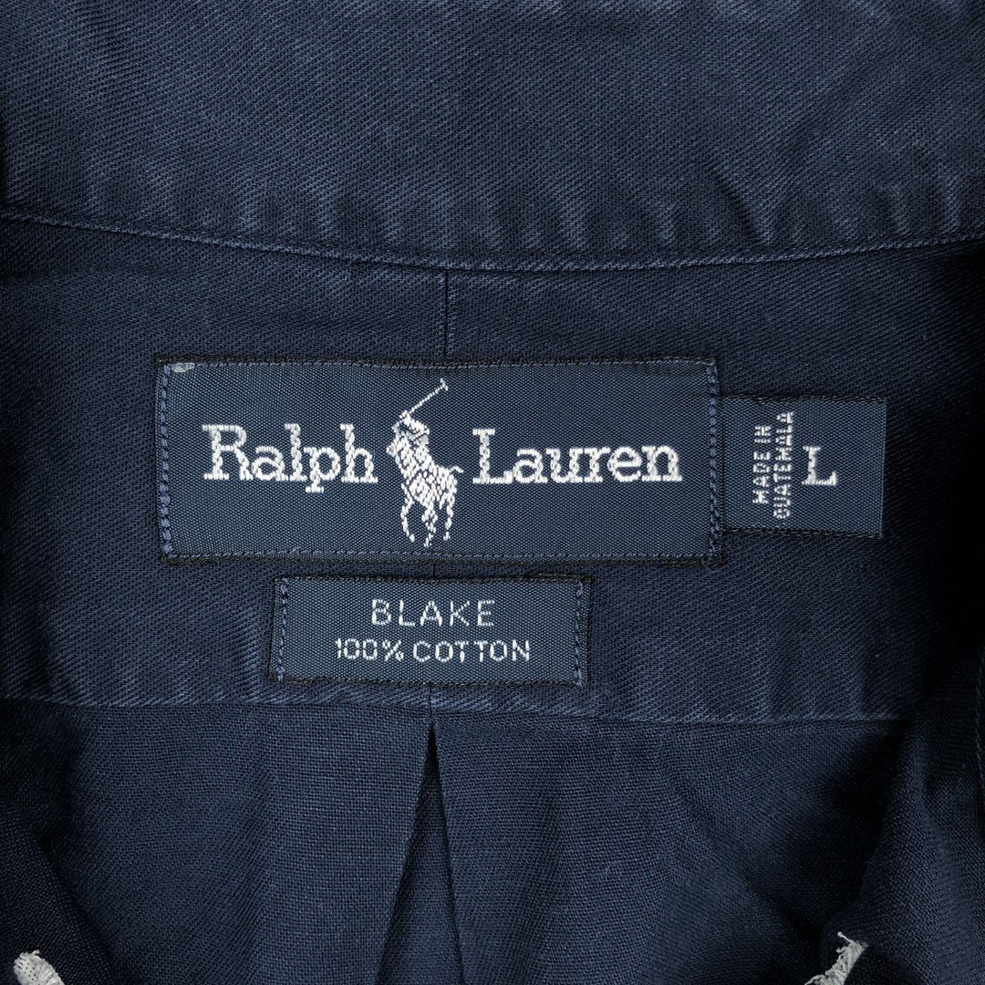 Ralph Lauren BLAKE long sleeve button down shirt, men's size L cotton navy blue type Vintage Second Hand