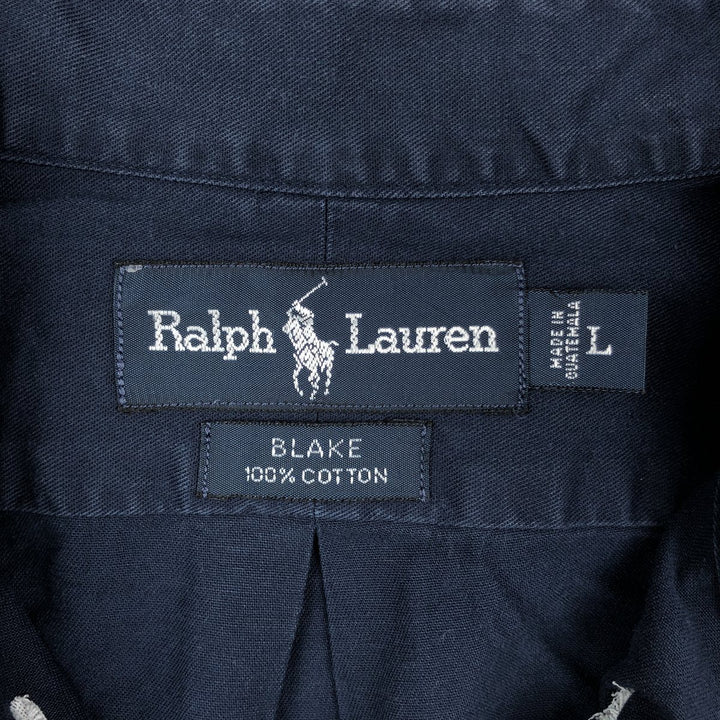 Ralph Lauren BLAKE long sleeve button down shirt, men's size L cotton navy blue type Vintage Second Hand