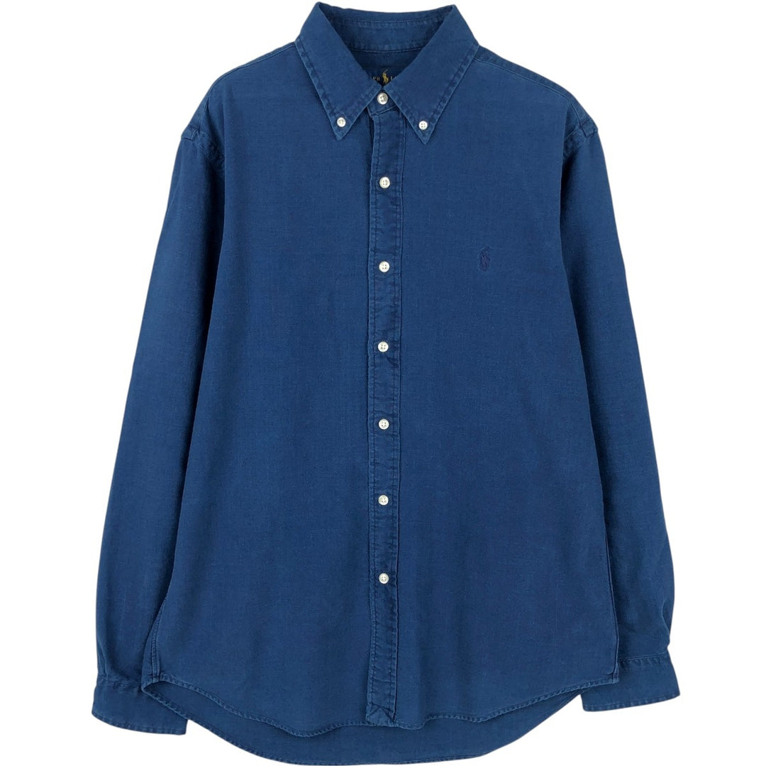 Ralph Lauren long sleeve button down shirt, men's size M cotton navy blue type Vintage Second Hand