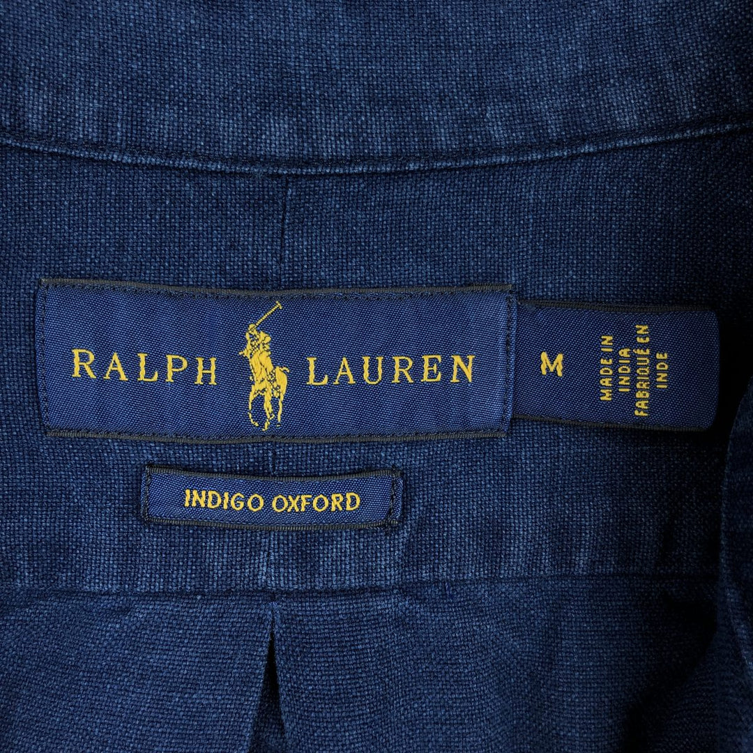 Ralph Lauren long sleeve button down shirt, men's size M cotton navy blue type Vintage Second Hand