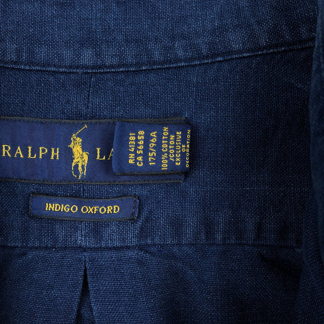 Ralph Lauren long sleeve button down shirt, men's size M cotton navy blue type Vintage Second Hand