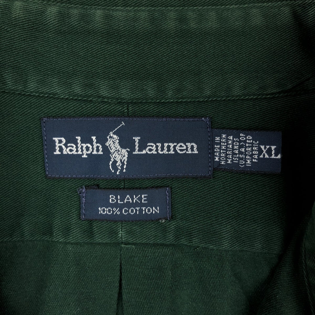Ralph Lauren BLAKE long sleeve button down shirt, men's XL size cotton green type Vintage Second Hand