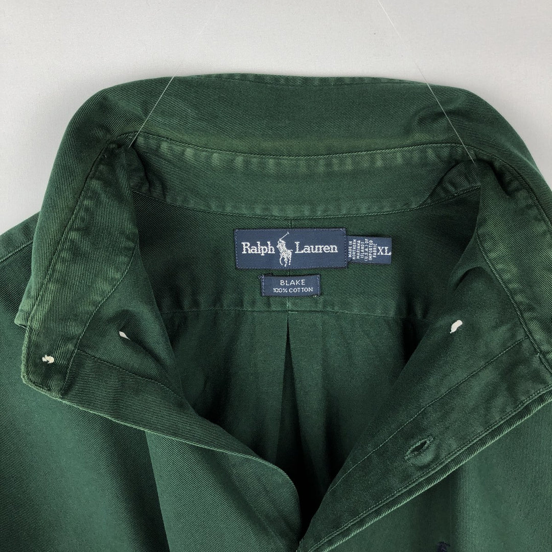 Ralph Lauren BLAKE long sleeve button down shirt, men's XL size cotton green type Vintage Second Hand
