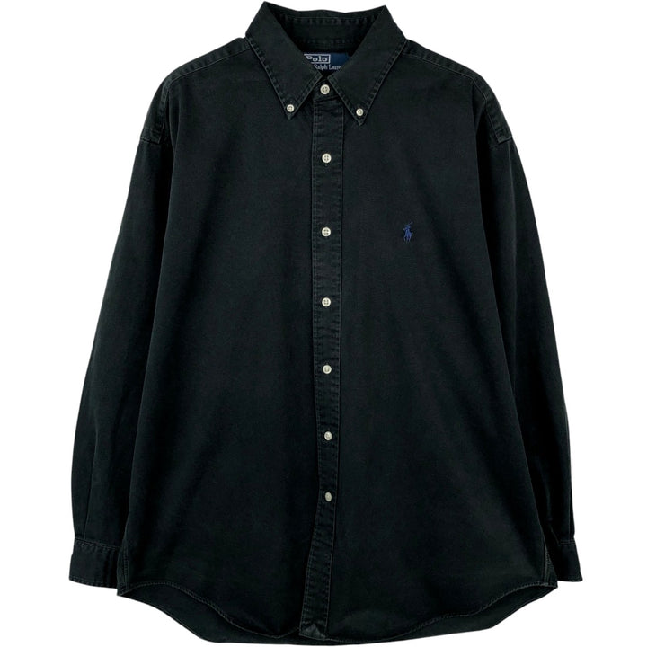 Ralph Lauren POLO by Ralph Lauren BLAKE long-sleeved button-down shirt, men's size L cotton black type Vintage Second Hand