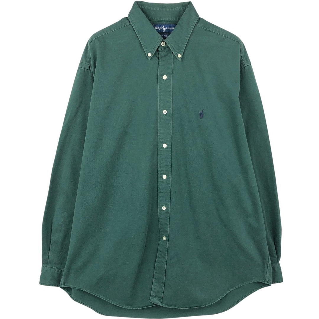 Ralph Lauren BLAKE long sleeve button down shirt, men's size L cotton green type Vintage Second Hand