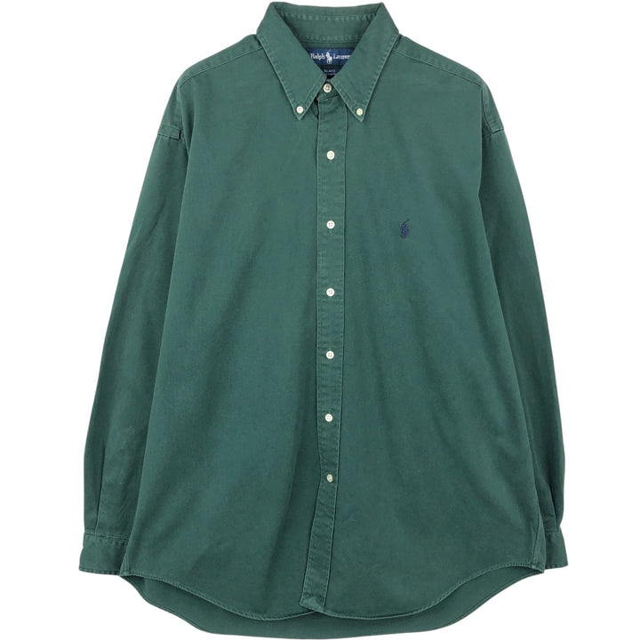Ralph Lauren BLAKE long sleeve button down shirt, men's size L cotton green type Vintage Second Hand