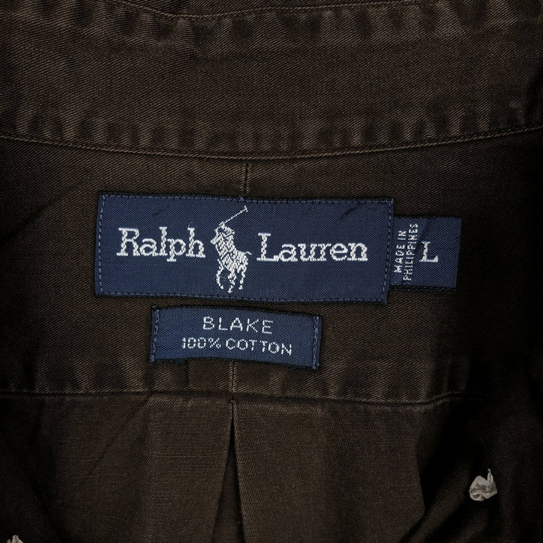 Ralph Lauren BLAKE long sleeve button down shirt, men's size L cotton brown type Vintage Second Hand