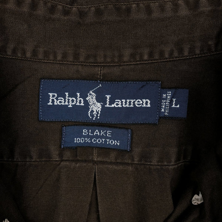 Ralph Lauren BLAKE long sleeve button down shirt, men's size L cotton brown type Vintage Second Hand