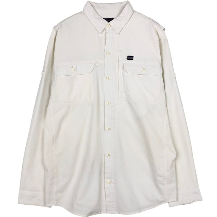 Patagonia Ripstop Long-Sleeve Fishing Shirt with Hidden Button-Down, Men's Size S (approx.) unclear white type Vintage Second Hand