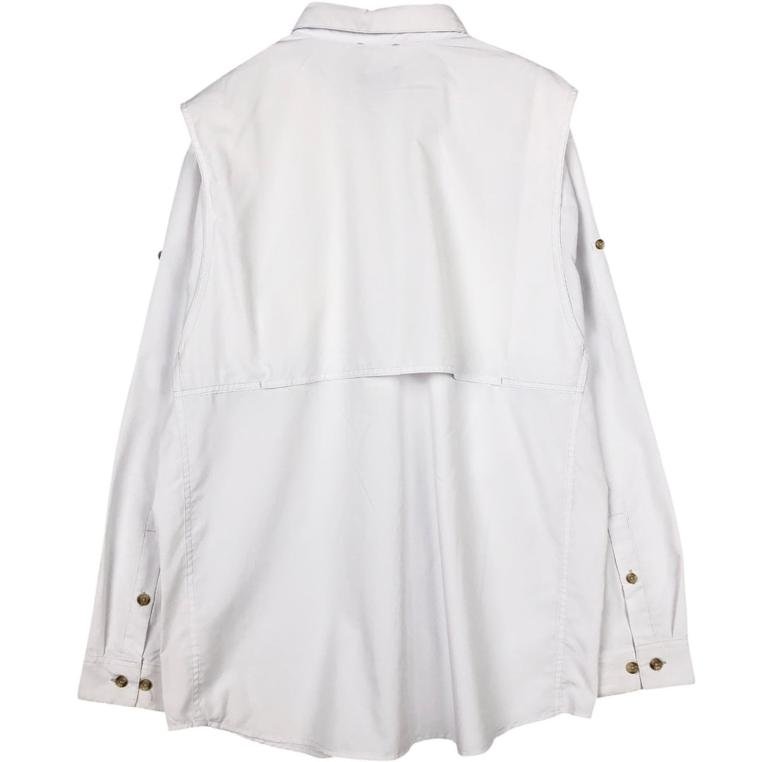 Patagonia 54259FA18 Ripstop Hidden Button-Down Long-Sleeve Fishing Shirt, Men's Size L (approx.) polyester white type Vintage Second Hand