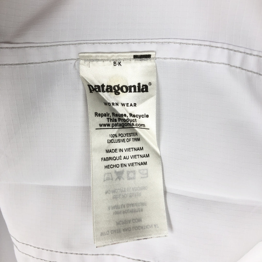 Patagonia 54259FA18 Ripstop Hidden Button-Down Long-Sleeve Fishing Shirt, Men's Size L (approx.) polyester white type Vintage Second Hand
