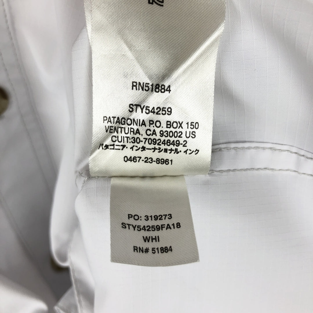 Patagonia 54259FA18 Ripstop Hidden Button-Down Long-Sleeve Fishing Shirt, Men's Size L (approx.) polyester white type Vintage Second Hand