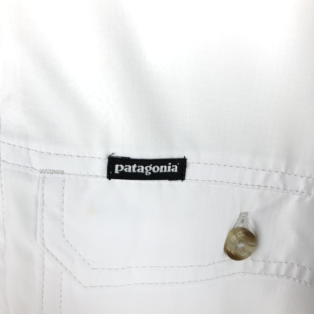 Patagonia 54259FA18 Ripstop Hidden Button-Down Long-Sleeve Fishing Shirt, Men's Size L (approx.) polyester white type Vintage Second Hand
