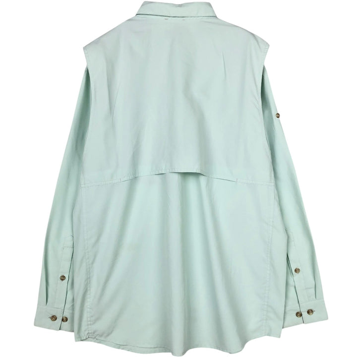 Patagonia 54259FA18 Ripstop Hidden Button-Down Long-Sleeve Fishing Shirt, Men's Size L (approx.) polyester Mint green Vintage Second Hand
