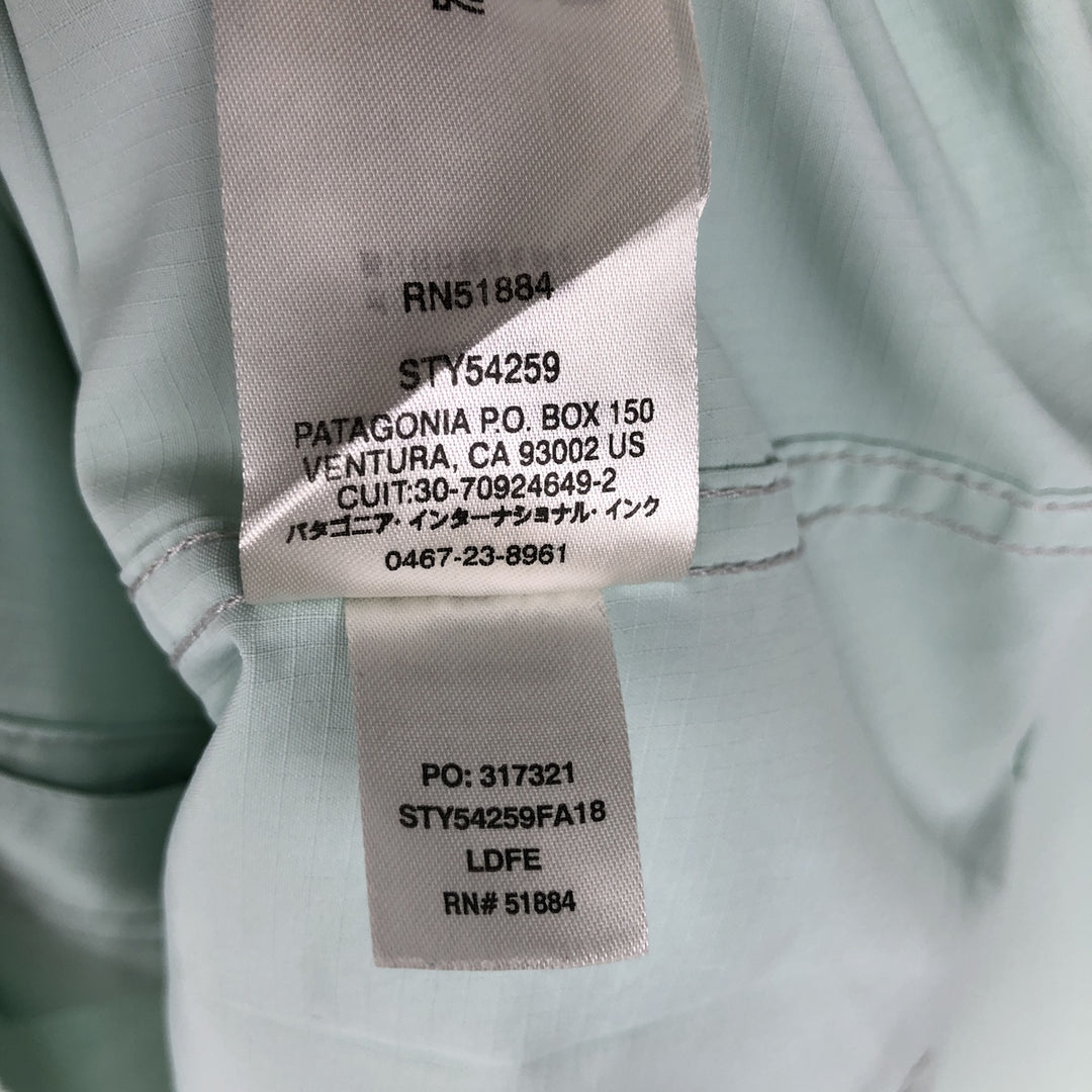 Patagonia 54259FA18 Ripstop Hidden Button-Down Long-Sleeve Fishing Shirt, Men's Size L (approx.) polyester Mint green Vintage Second Hand