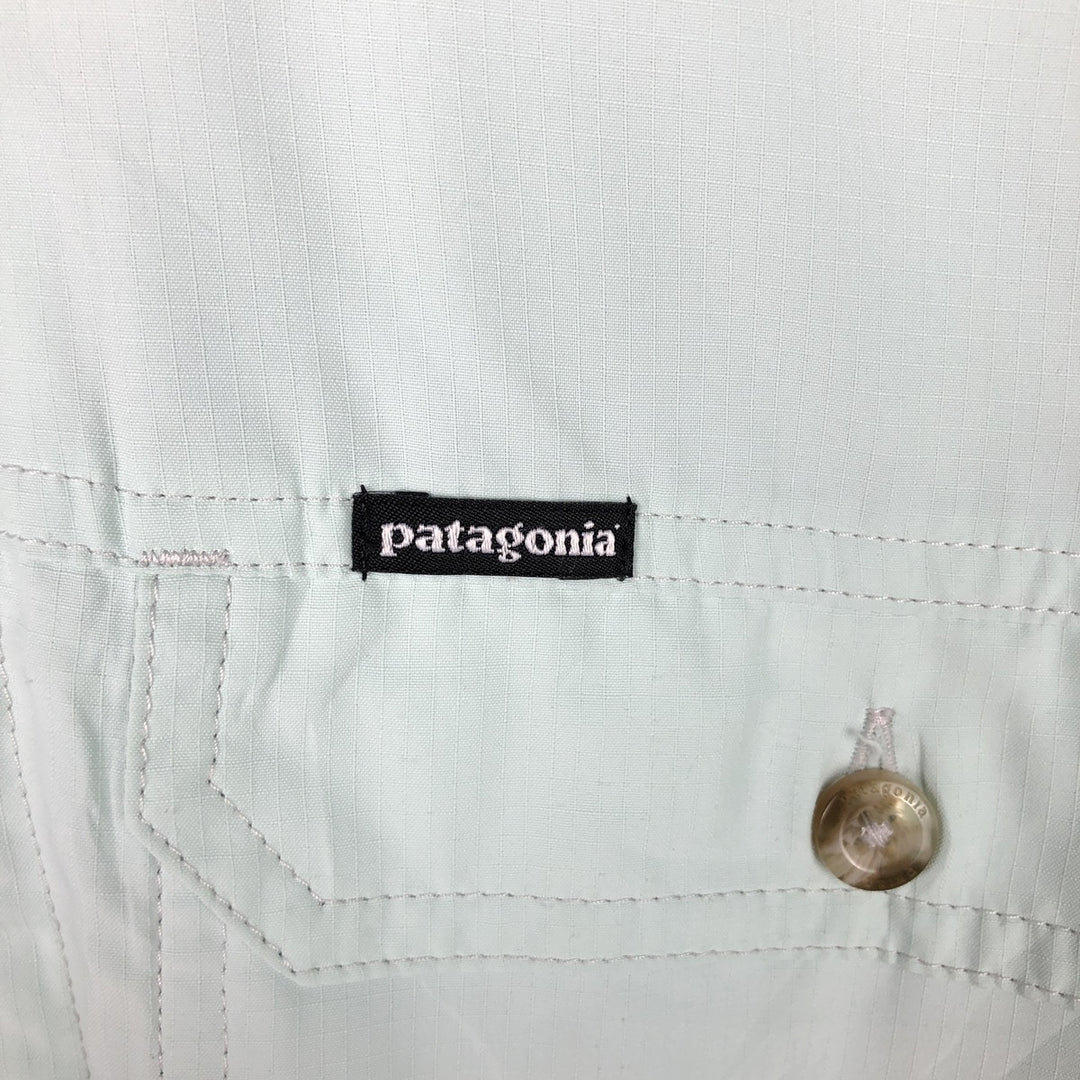 Patagonia 54259FA18 Ripstop Hidden Button-Down Long-Sleeve Fishing Shirt, Men's Size L (approx.) polyester Mint green Vintage Second Hand