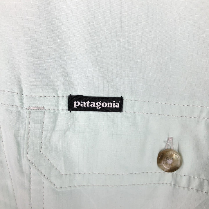 Patagonia 54259FA18 Ripstop Hidden Button-Down Long-Sleeve Fishing Shirt, Men's Size L (approx.) polyester Mint green Vintage Second Hand