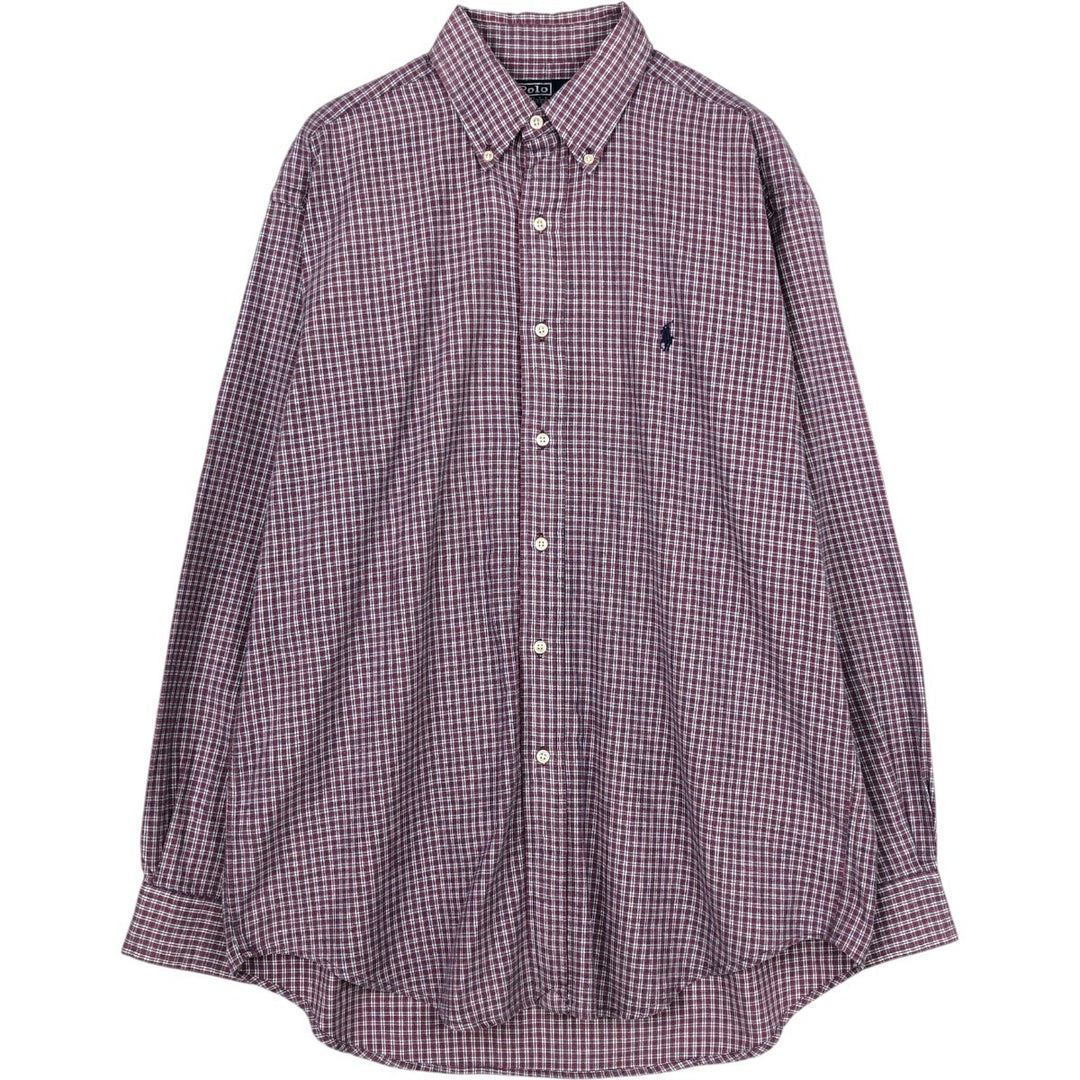 Ralph Lauren POLO by Ralph Lauren BLAIRE Long-Sleeve Button-Down Check Shirt, Men's Size M (approx.) cotton red type Vintage Second Hand