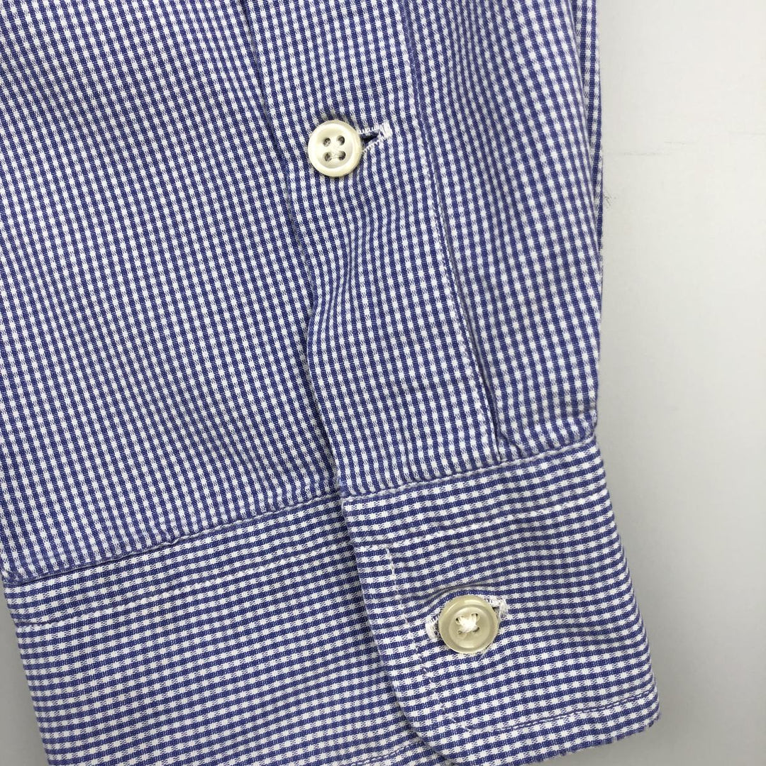 Ralph Lauren BLAKE Gingham Check Long Sleeve Button-Down Check Shirt Men's XL cotton white type Vintage Second Hand