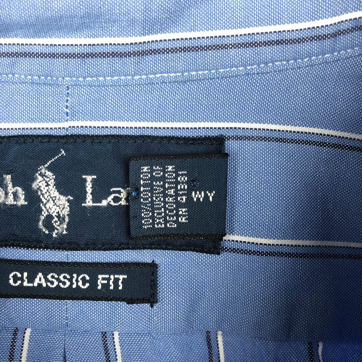 Ralph Lauren Classic Fit Long Sleeve Button Down Striped Shirt, Men's M cotton blue type Vintage Second Hand