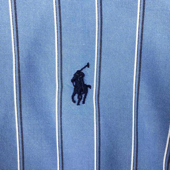 Ralph Lauren Classic Fit Long Sleeve Button Down Striped Shirt, Men's M cotton blue type Vintage Second Hand