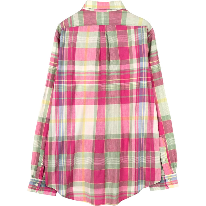 Ralph Lauren Madras check long-sleeved button-down check shirt cotton pink type Vintage Second Hand