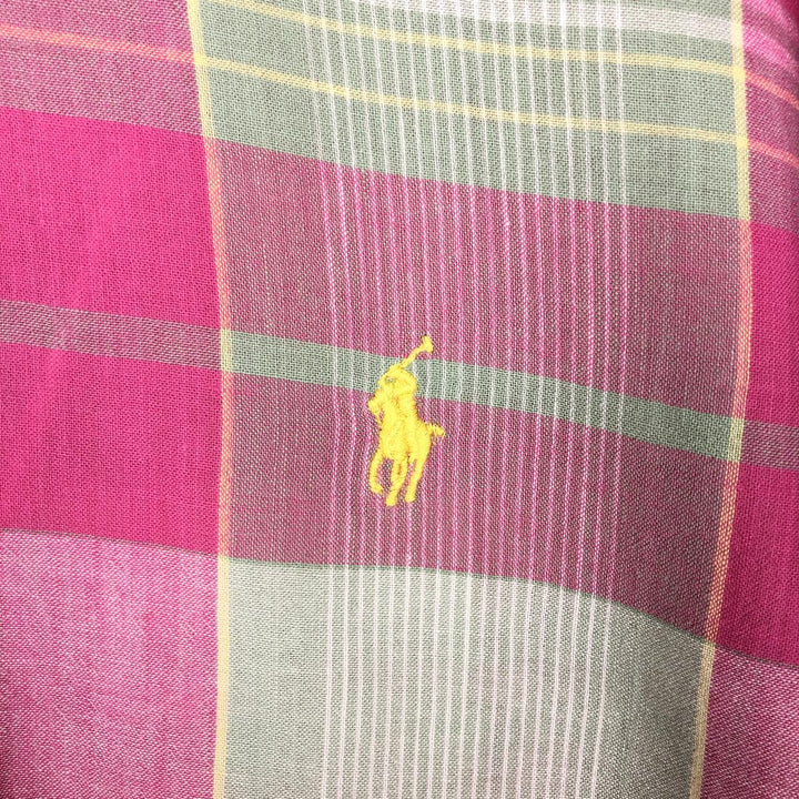 Ralph Lauren Madras check long-sleeved button-down check shirt cotton pink type Vintage Second Hand