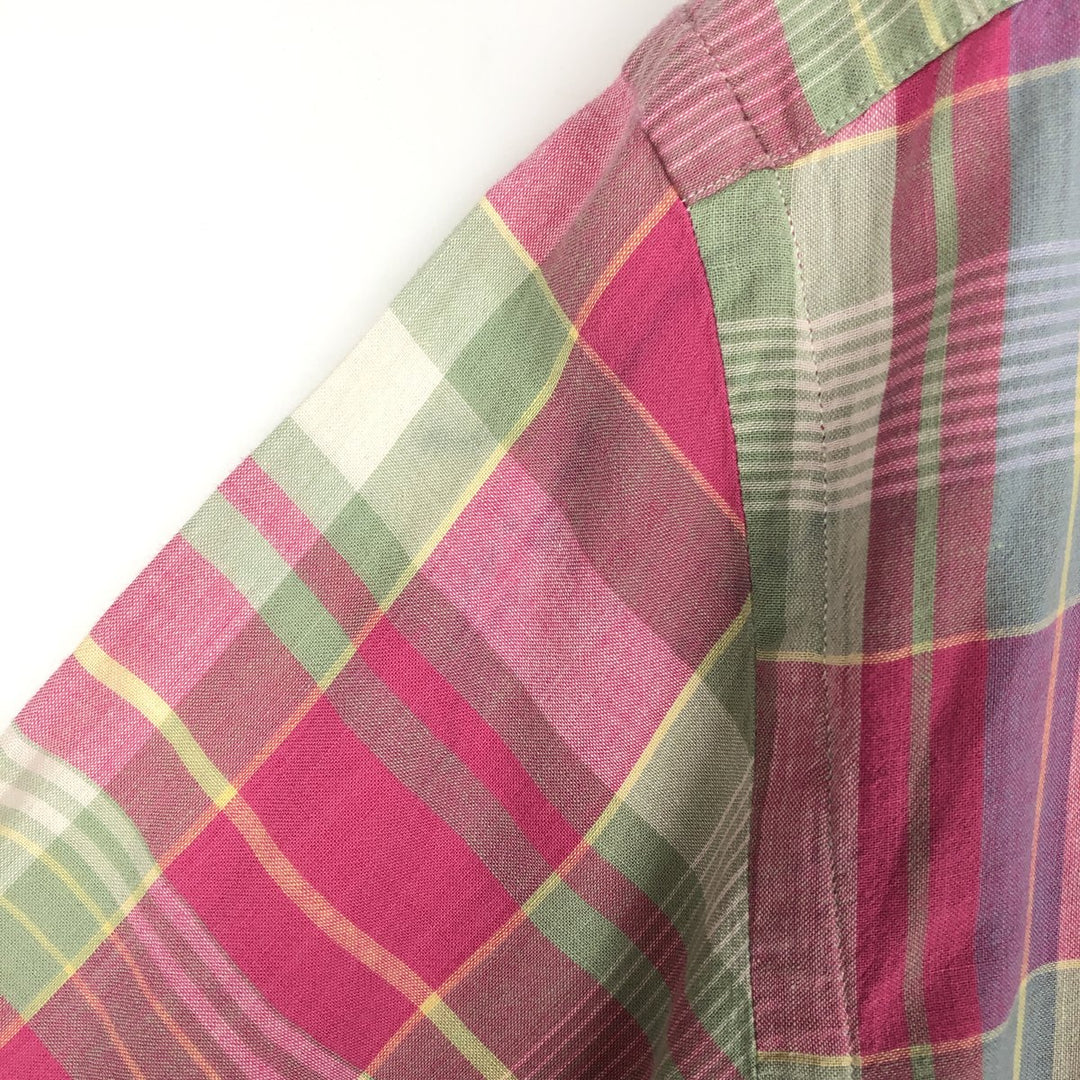 Ralph Lauren Madras check long-sleeved button-down check shirt cotton pink type Vintage Second Hand