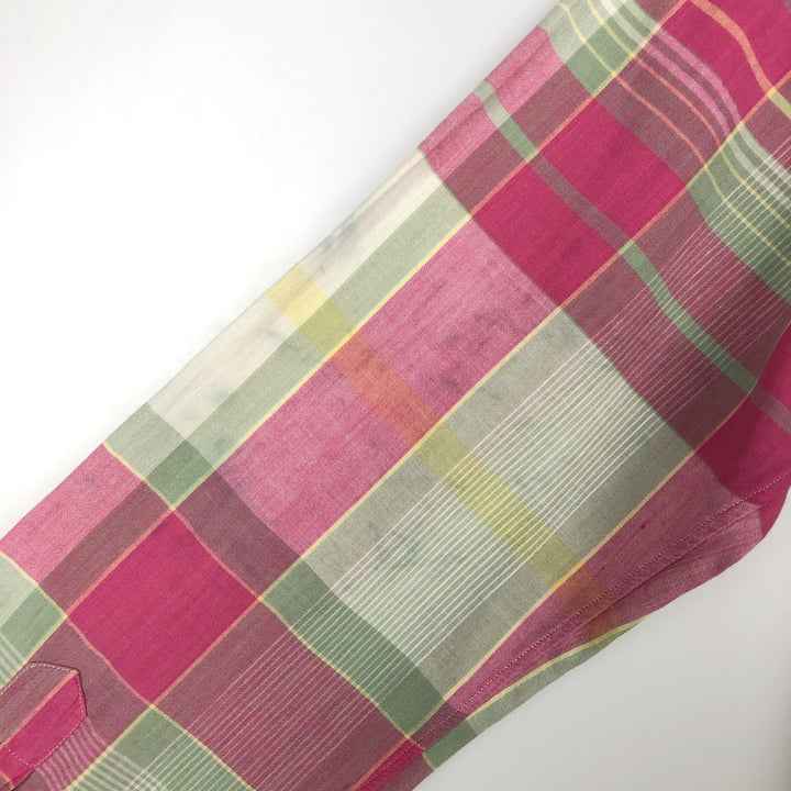 Ralph Lauren Madras check long-sleeved button-down check shirt cotton pink type Vintage Second Hand