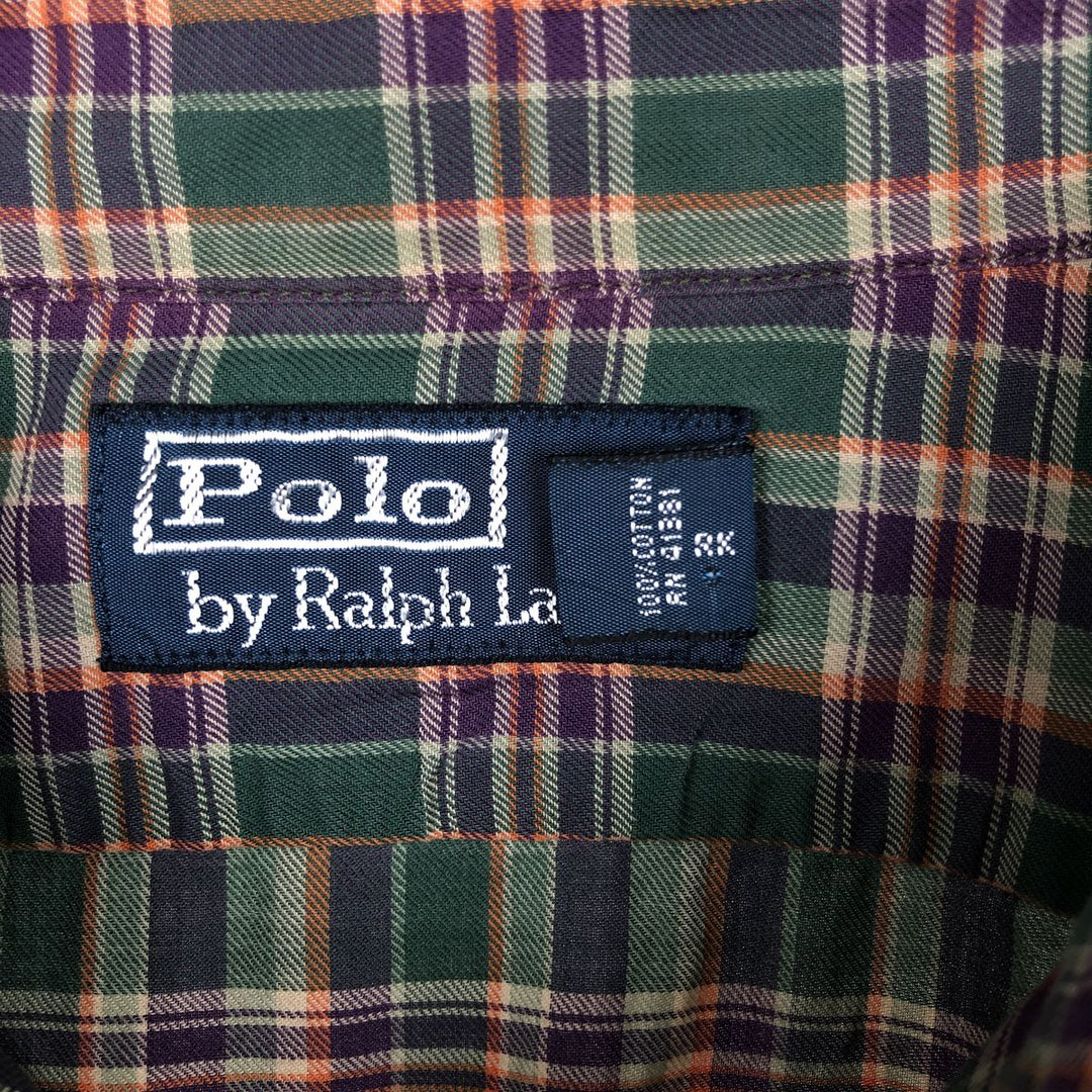 Ralph Lauren POLO by Ralph Lauren long sleeve cotton check shirt, men's XL size cotton green type Vintage Second Hand