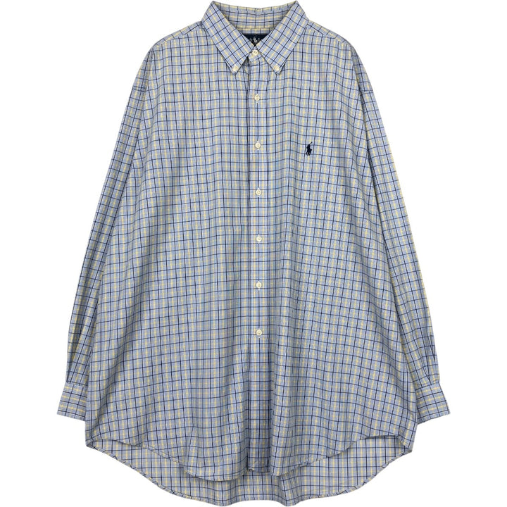 Ralph Lauren YARMOUTH Long Sleeve Button Down Check Shirt Men's XL cotton blue type Vintage Second Hand
