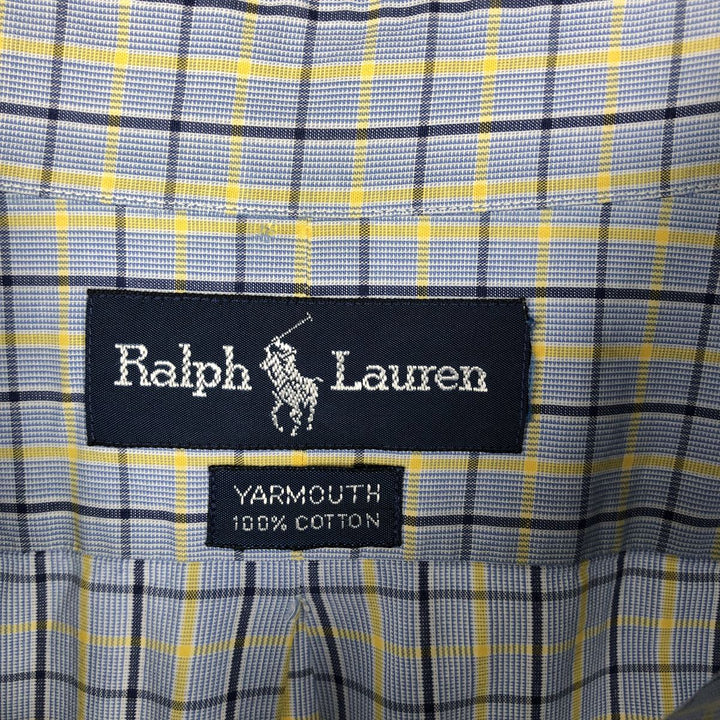 Ralph Lauren YARMOUTH Long Sleeve Button Down Check Shirt Men's XL cotton blue type Vintage Second Hand